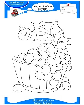 Çocuklar İçin üzüm Boyama Sayfaları 